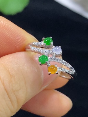 F32749652 Jadeite Inlay Non-Gold Adjustable Total Weight Approx. 2.28g Color Origin Undetermined