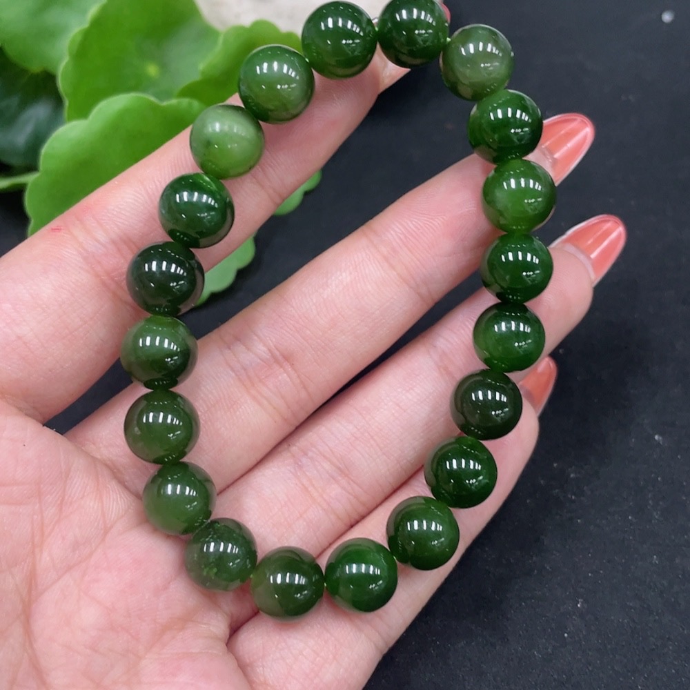 H34062345 Hetian Jade Jasper Bracelet, approx. 9.4mm, total weight approx. 26g