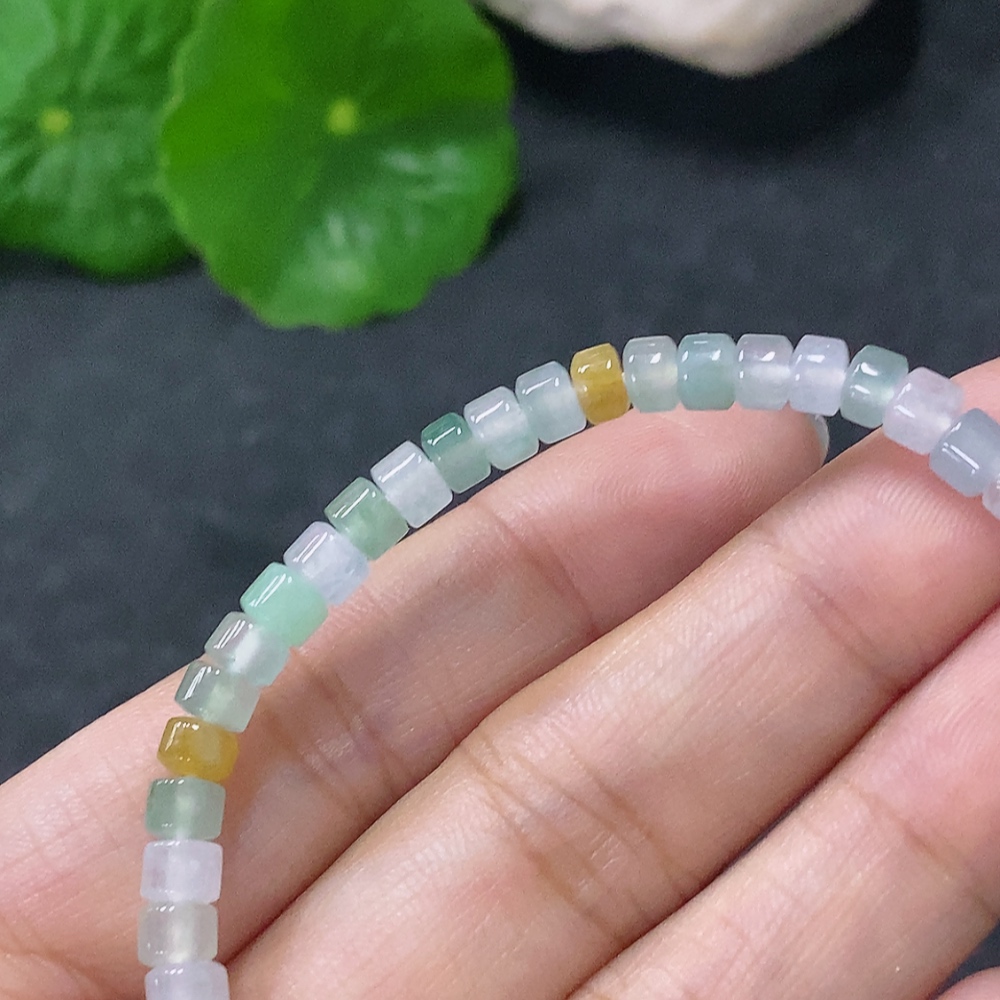 F34954047 Jadeite Beads Bracelet Approx. 4.5mm Total Weight Approx. 7.56g Yellow Beads Color Origin Undetermined