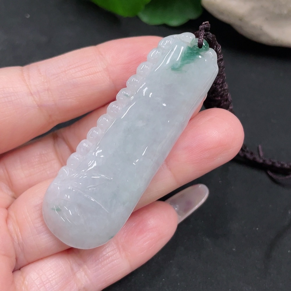 F35129099 Jadeite Bamboo Pendant Total Weight Approx.14.9g