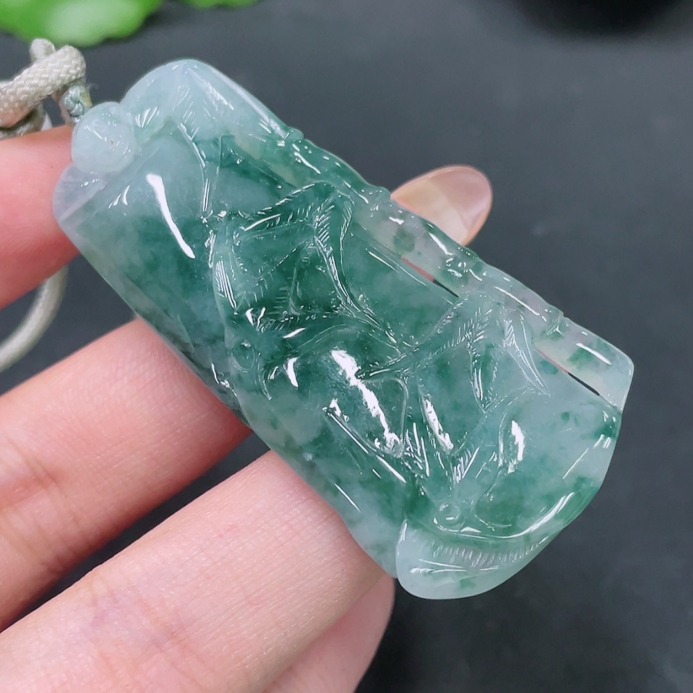 F18059015 Jadeite Bamboo Pendant Total Weight 26.493g