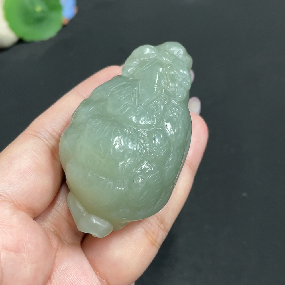H34956902 Hetian Jade Handheld Piece, Dragon Turtle, Total Weight Approx. 107.8g