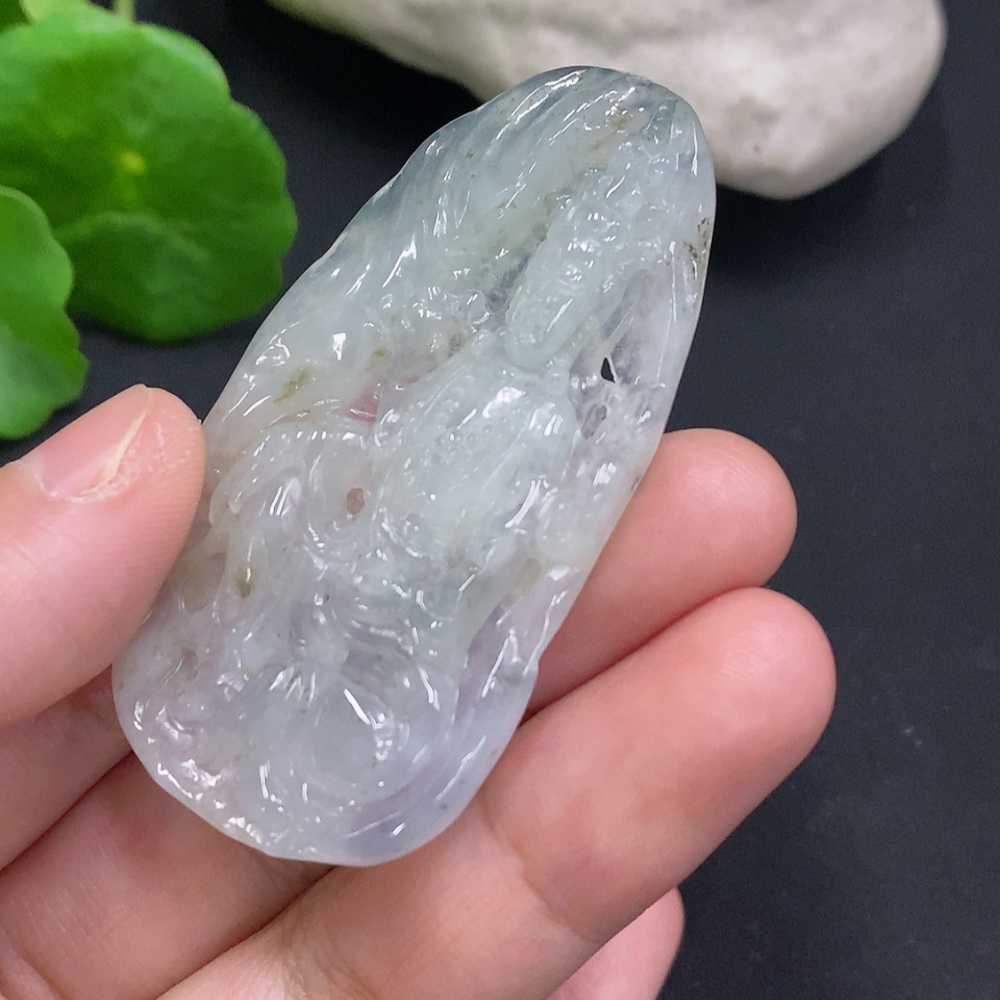 F32741616 Jadeite Guanyin Pendant Total Weight About 17.4g