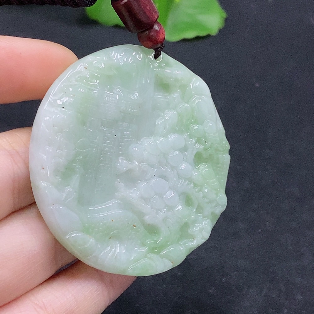F31683090 Jadeite Landscape Pendant Total Weight Approximately 33.8g