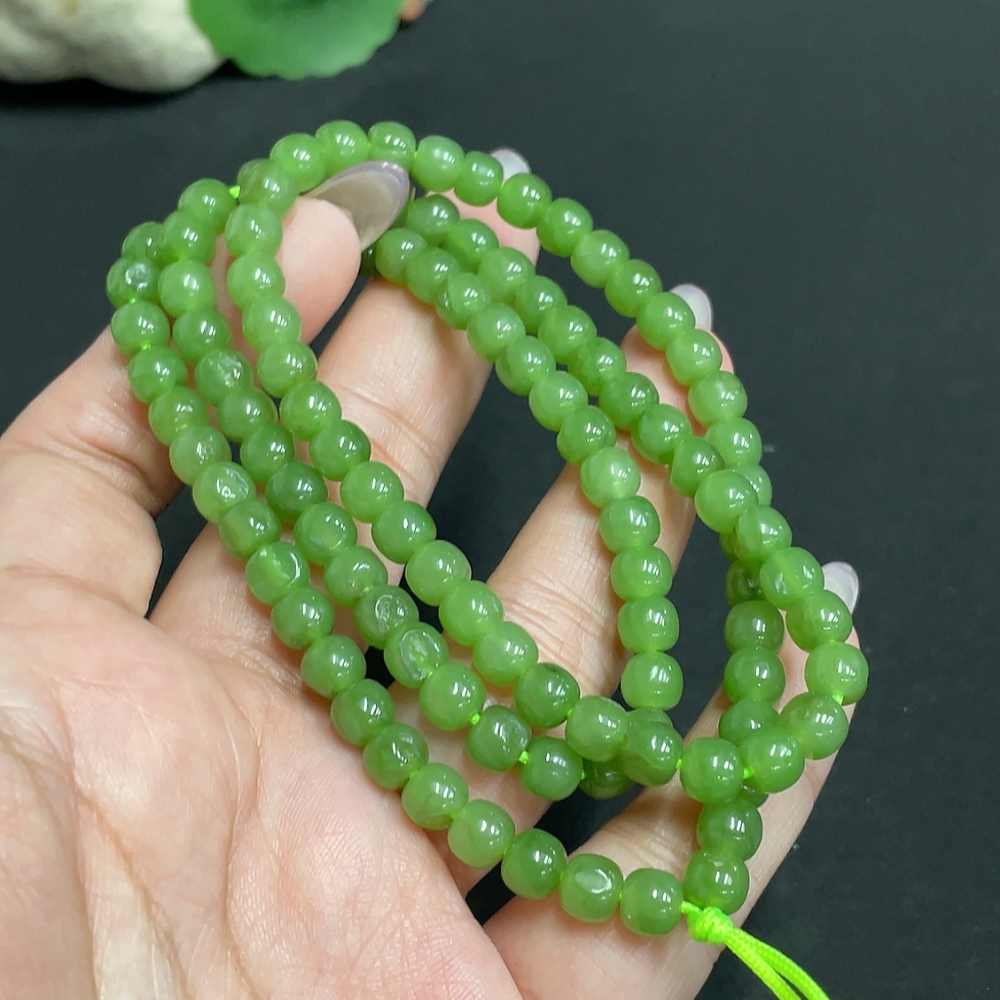 H34956861 Hetian Jade Bead Necklace, Approx. 5.8mm, Total Weight Approx. 36g