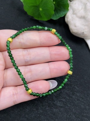F32734806 Jadeite Beads Bracelet Approx. 3mm Total Weight Approx. 3.5g Non-Gold-Inlaid