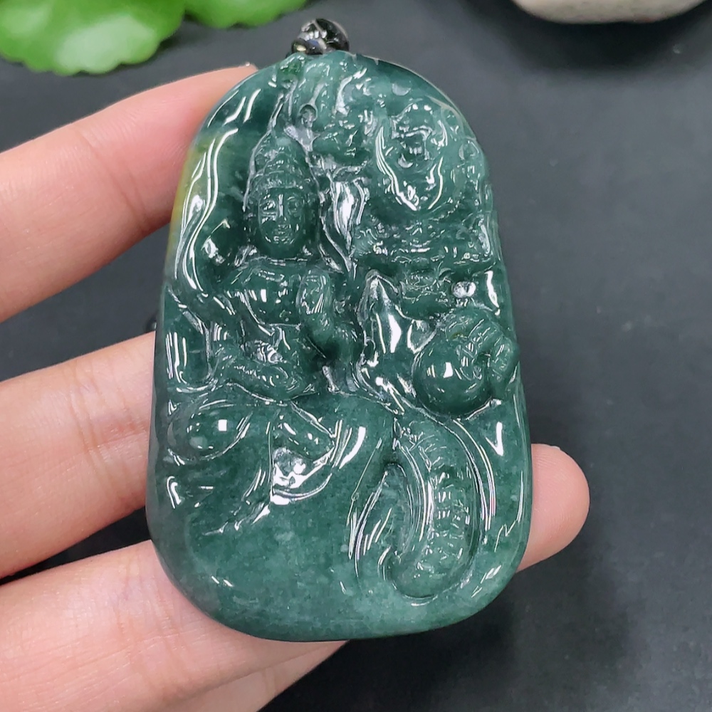 F19078030 Jadeite Dragon Guardian Pendant Total Weight 62.591g