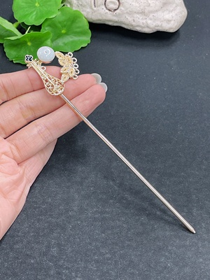 F41874386 翡翠发簪非金 货品总重约9.11g
