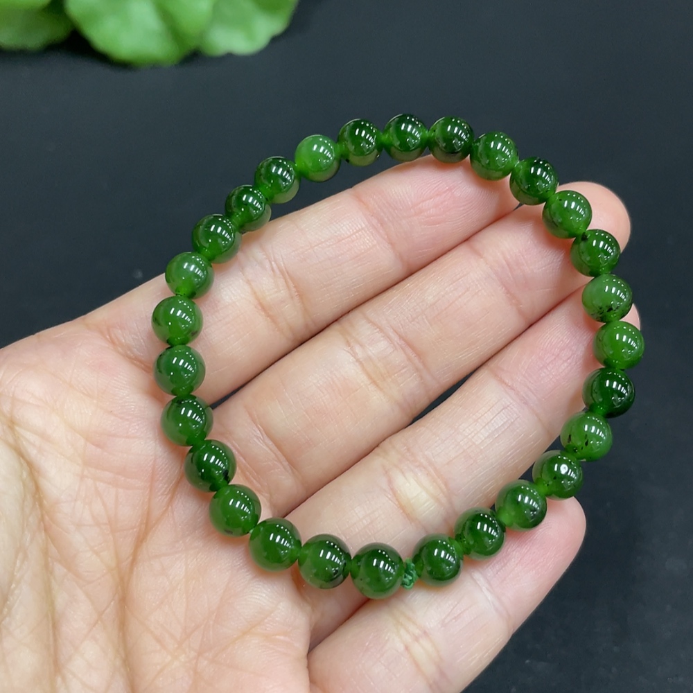 H34072834 Hetian Jade Bracelet, about 6mm, total weight about 9.8g
