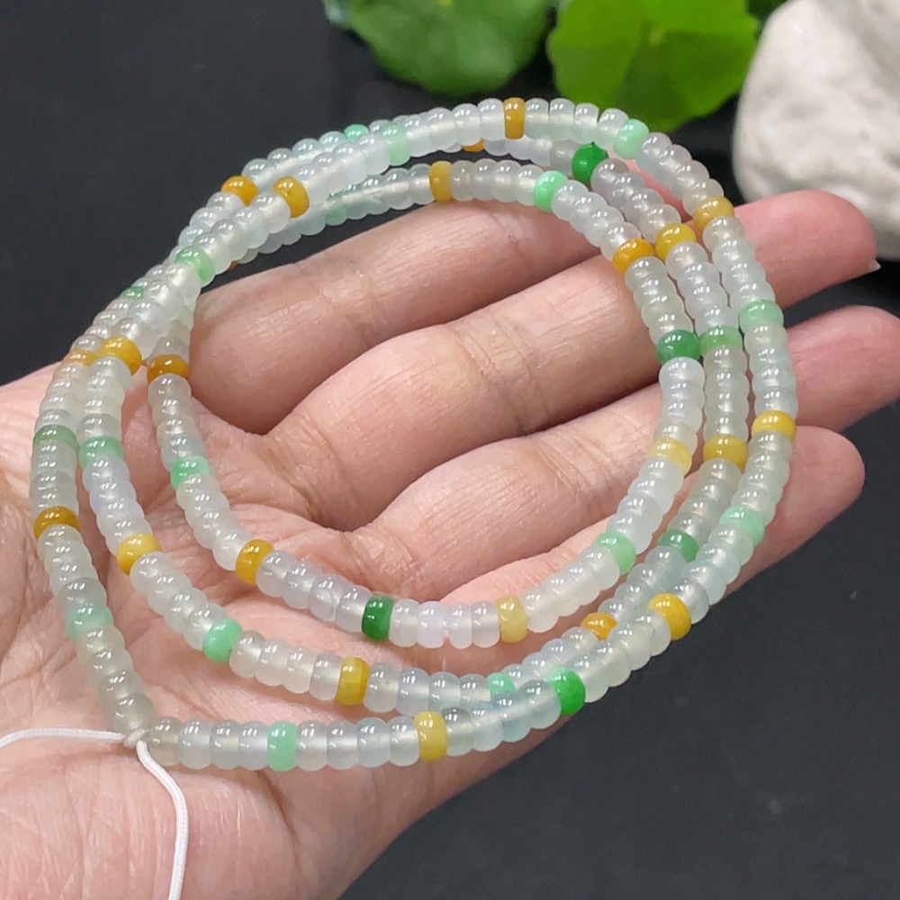 F32720737 Jadeite Bead Necklace Total Weight Approximately 28.1g Bead Size 4.4mm Color Origin Undetermined