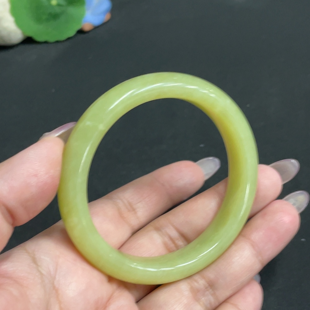 H34956808 Hetian Jade Round Bracelet Size 54.2 Total Weight Approx. 44.6g