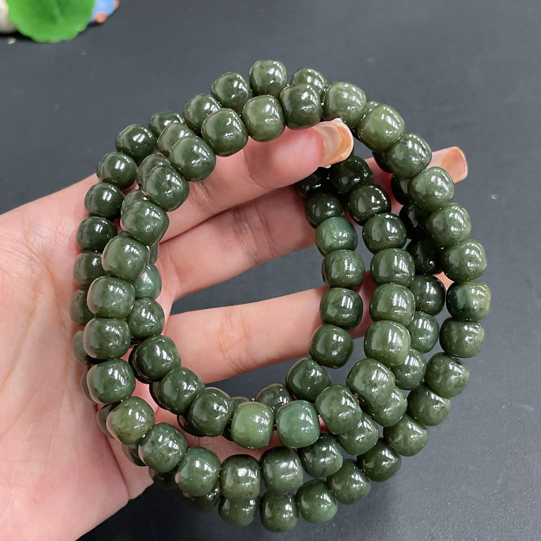 H21381183 Hetian Jade Chain Beads 10mm Approx. Total Weight 170g