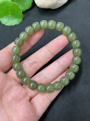 H42957214 和田玉手串   卡9mm左右  货品总重约27.4g