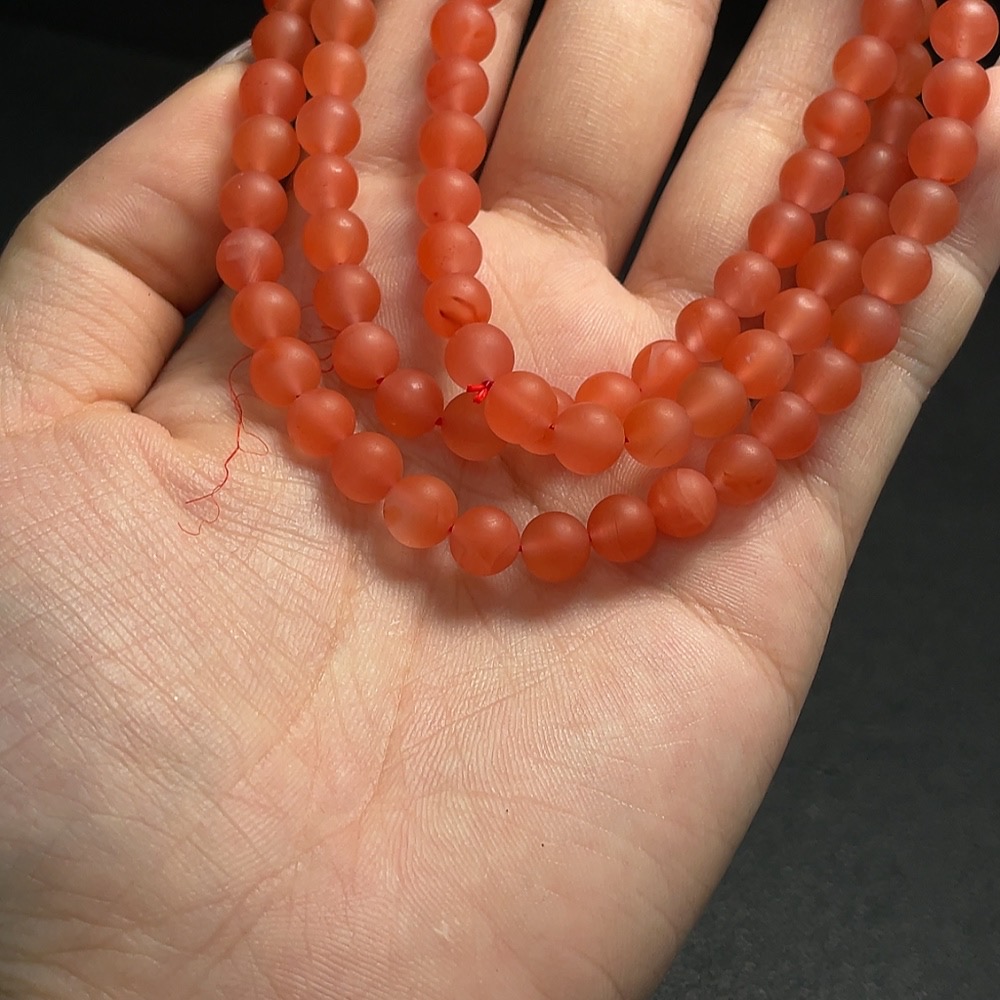 C27133040 South Red Agate Bead Strand Approximately 6.6mm Total Weight About 43.41g Visible Organic Matter