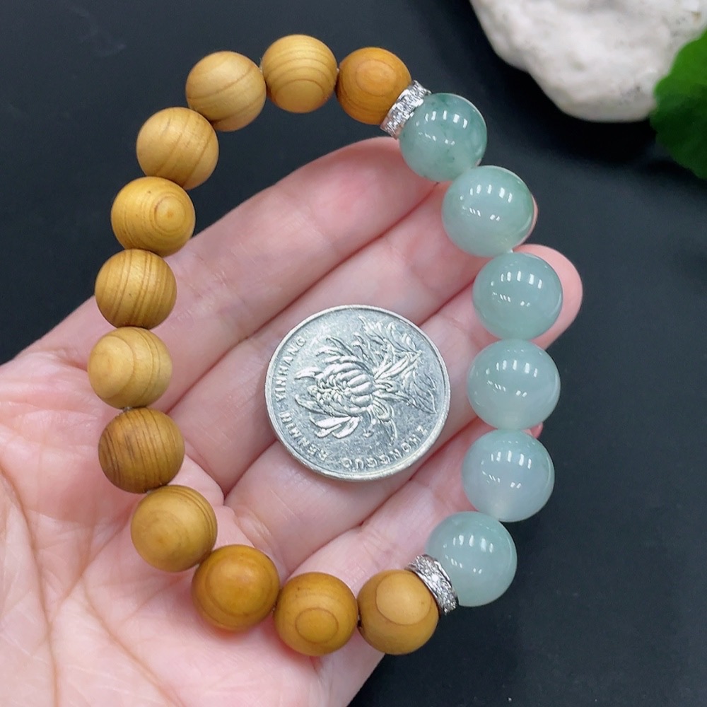 F25857897 Jadeite Beads Bracelet approx.12.2mm total weight approx.24.13g