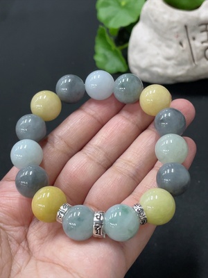 F35107953 Jadeite Bracelet Approx. 12.8mm Beads Total Weight 59.4g Non-gold Accessories