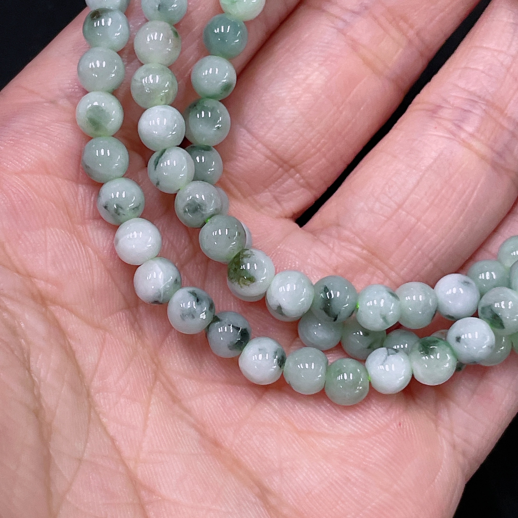 F34065609 Jadeite Bead Necklace Approx. 5mm Total Weight Approx. 27.16g Non-Gold Containing Other Mineral Components