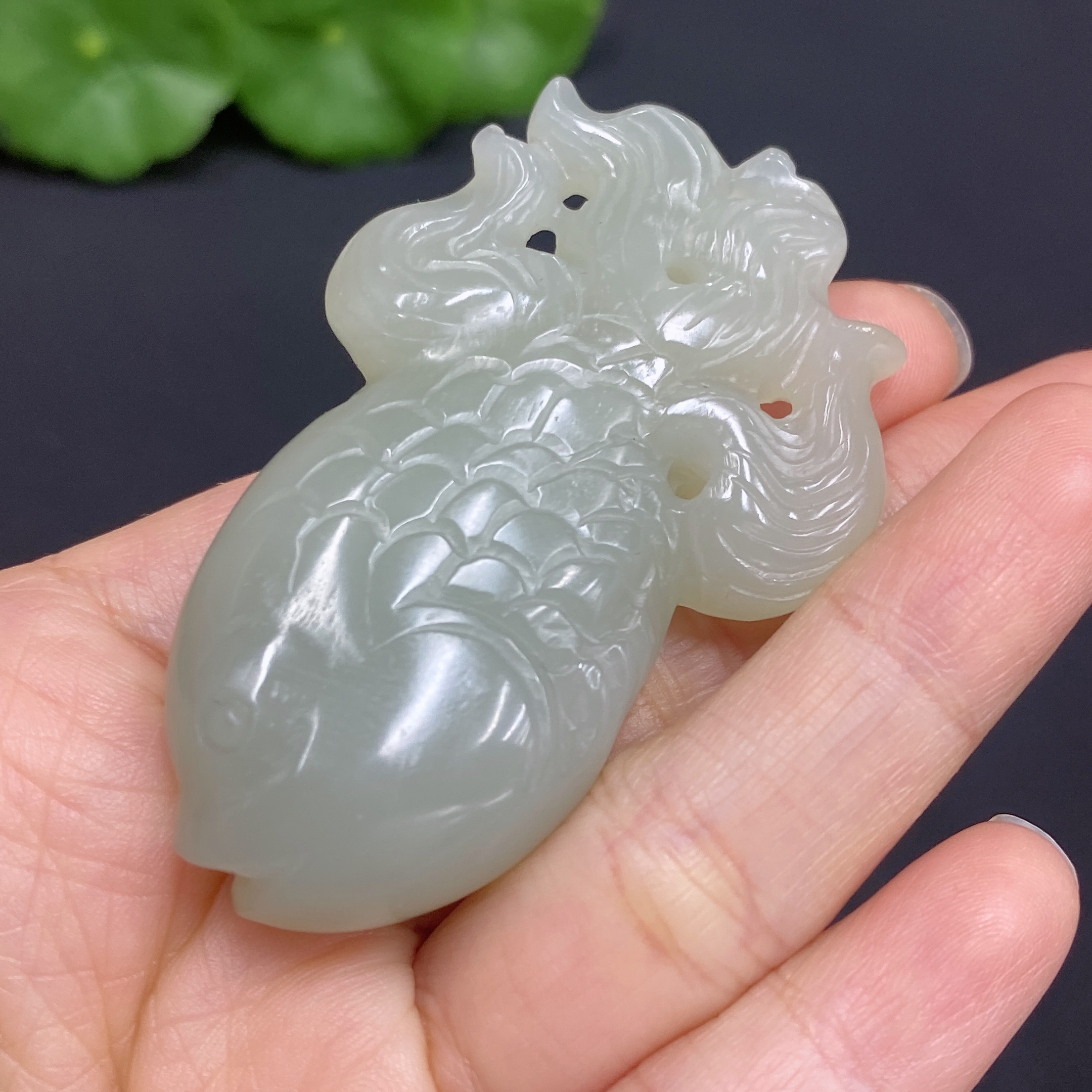 H30545965 Hetian Jade Pendant Fish Total Weight Approx. 33.8g