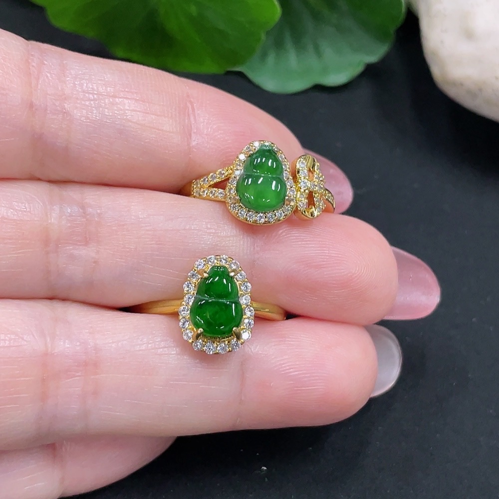 F34981985 Jadeite Inlaid Ring Sell as a Lot (Non-Gold Setting) (Adjustable)