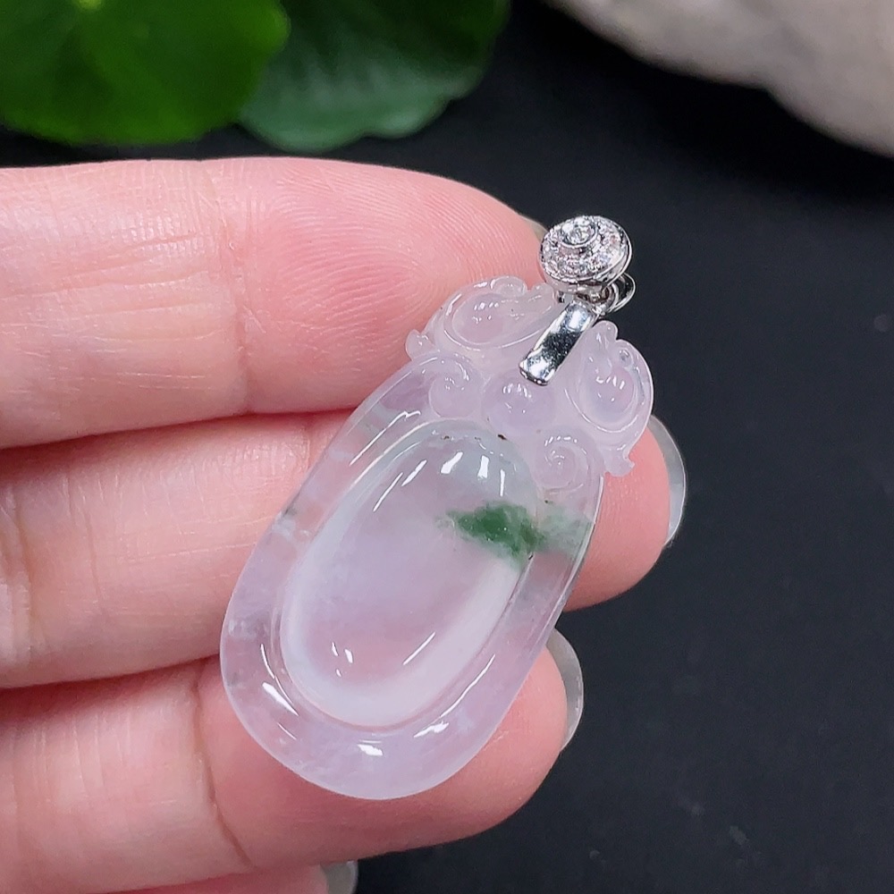 F31579752 Jadeite Fortune Shell Pendant 18K Gold Total Weight Approx. 6.1g (With Diamond Accents)