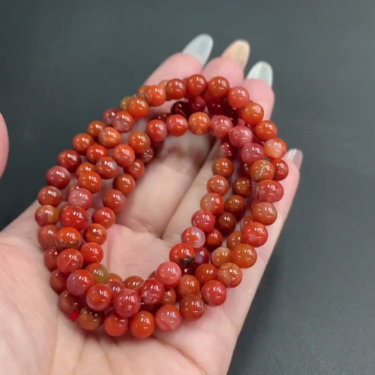 C17912779 South Red Agate Bead Strand Approximately 6.7mm Total Weight About 43.68g