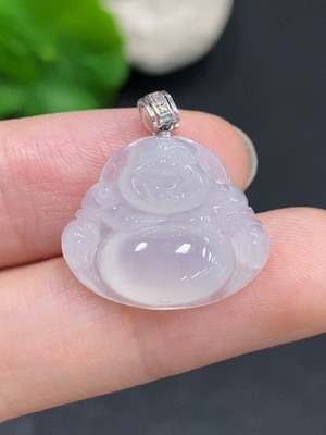 F31645910 Jadeite Buddha Pendant with 18k Gold Clasp, Total Weight Approximately 3g