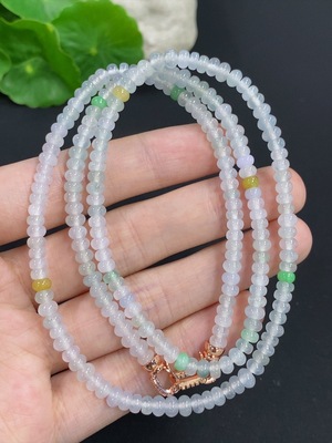 F46554925 翡翠珠链 非金 货品总重量约23.3克 卡4.6mm左右 颜色成因未定