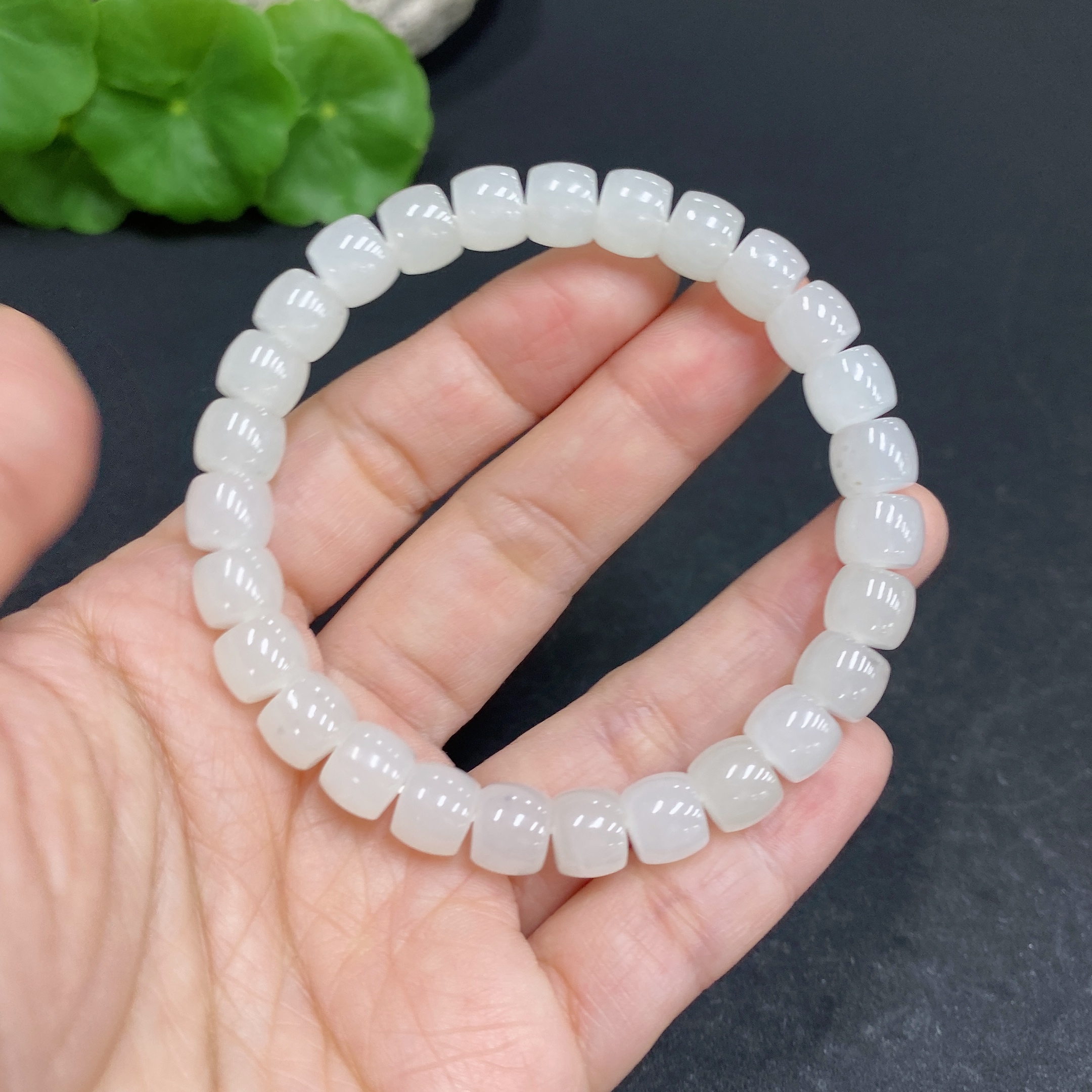 H33938778 Hetian Jade Bracelet Approx.7.5mm Total Weight Approx.22.4g