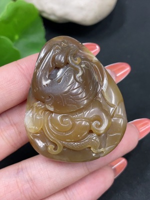 H34026591 Hetian Jade Pendant Swan Total Weight Approx. 37.3g