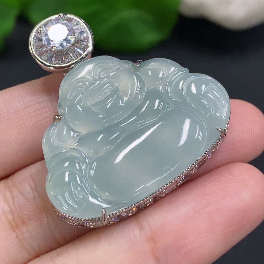 F33932972 Jadeite Buddha Pendant Inlay Non-Gold Inlay Total Weight Approx. 14.4g