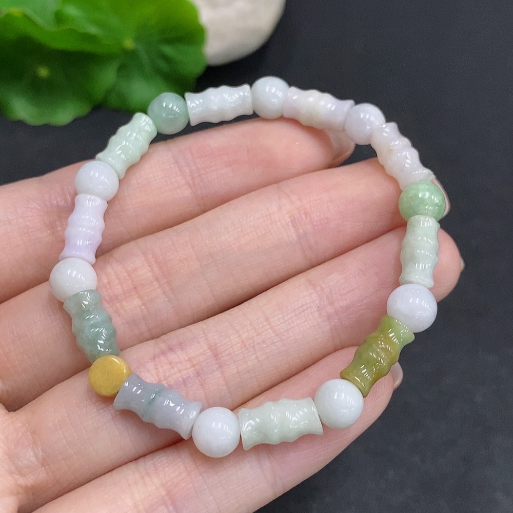 F34060041 Jadeite Bracelet Total Weight Approx. 10.8g Yellow Beads Color Origin Undetermined