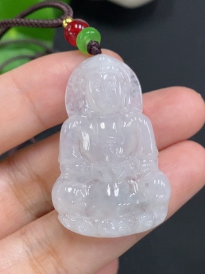 F30568519 Jadeite Guanyin Pendant Total Weight Including Rope Approximately 9.3g