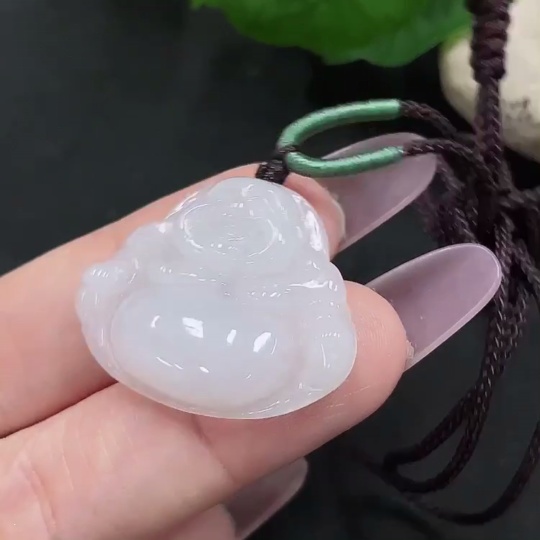 F35142650 Jadeite Buddha Pendant Total Weight Approx. 6.6g (including rope weight)