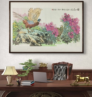 P41932095 韩立朋《锦上添花》纸面写意国画 无装裱 约137*69cm