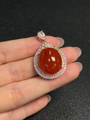 C29403168 South Red Agate Inlaid Pendant Non-Gold Inlaid Total Weight Approx. 9.07g