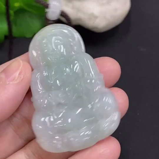 F35126230 Jadeite Guanyin Pendant Total Weight Including Rope Approx. 20.1g (Matching Beads Non-Grade A)
