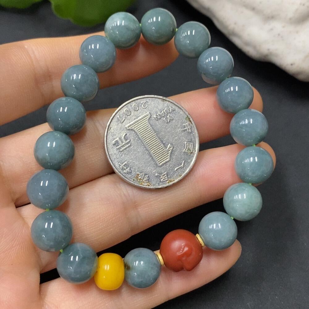 F3366443 Jadeite Bead Necklace Size 9.7 with Non-Jadeite Beads