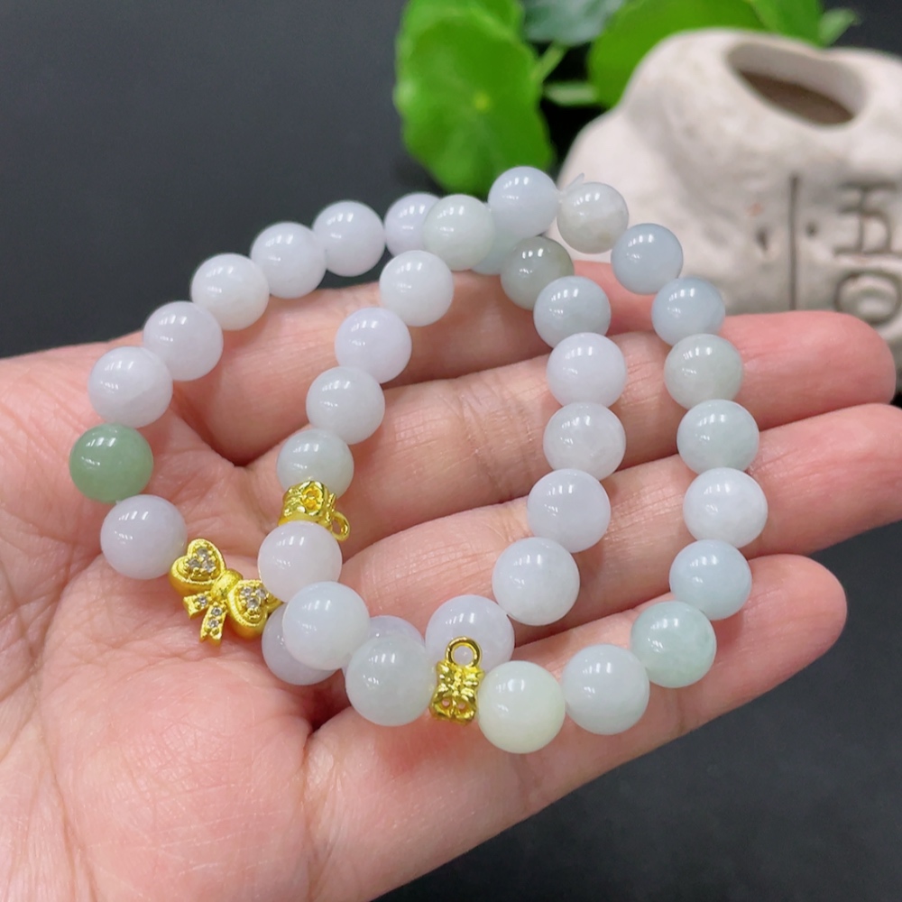 F33935482 Jadeite Bracelet Approx.8mm Beads Non-Gold Accessory