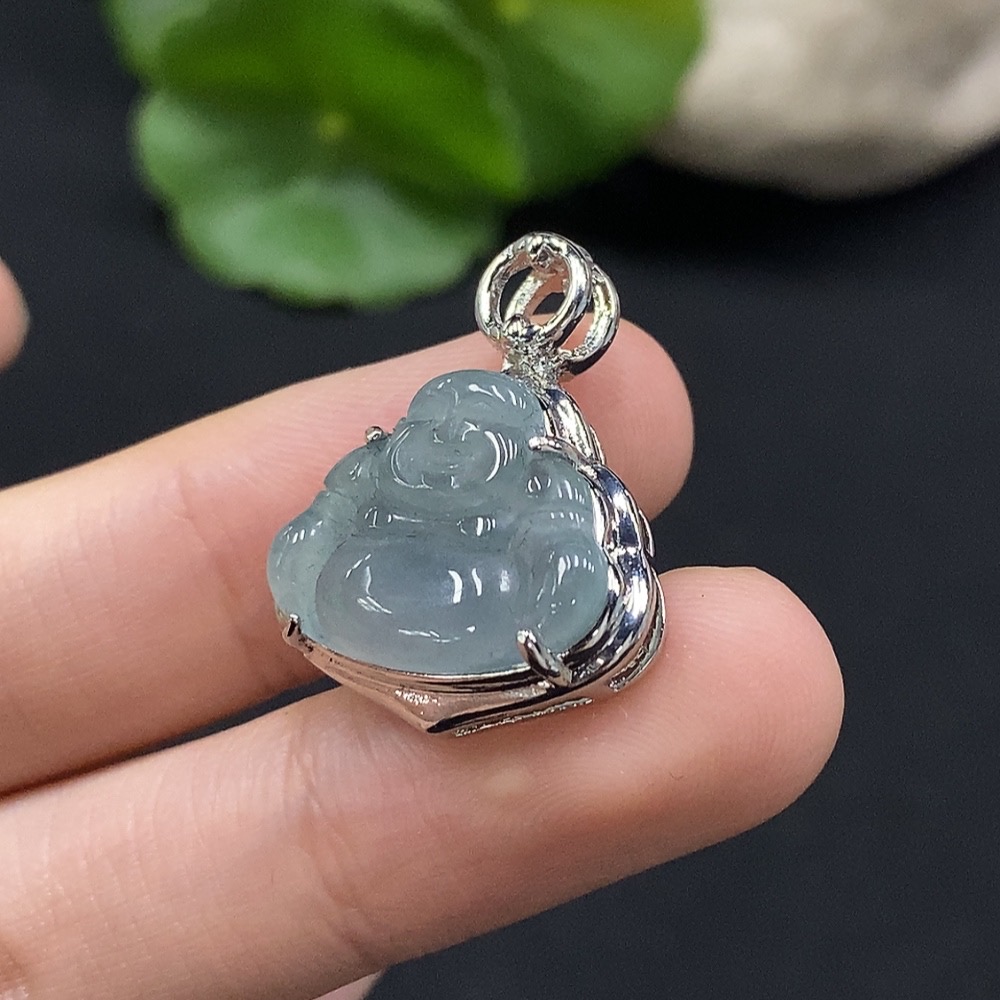 F35114832 Jadeite Buddha Pendant Mounted Without Gold Total Weight About 3.72g