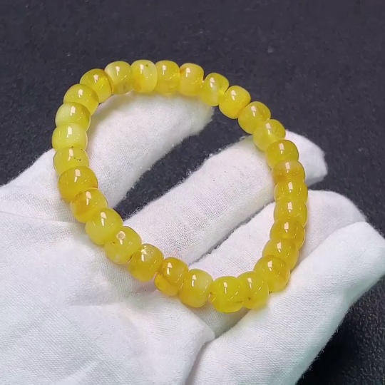 C34950425 Amber Beeswax Bracelet Total Weight Approx. 9.24g Size About 8.4mm