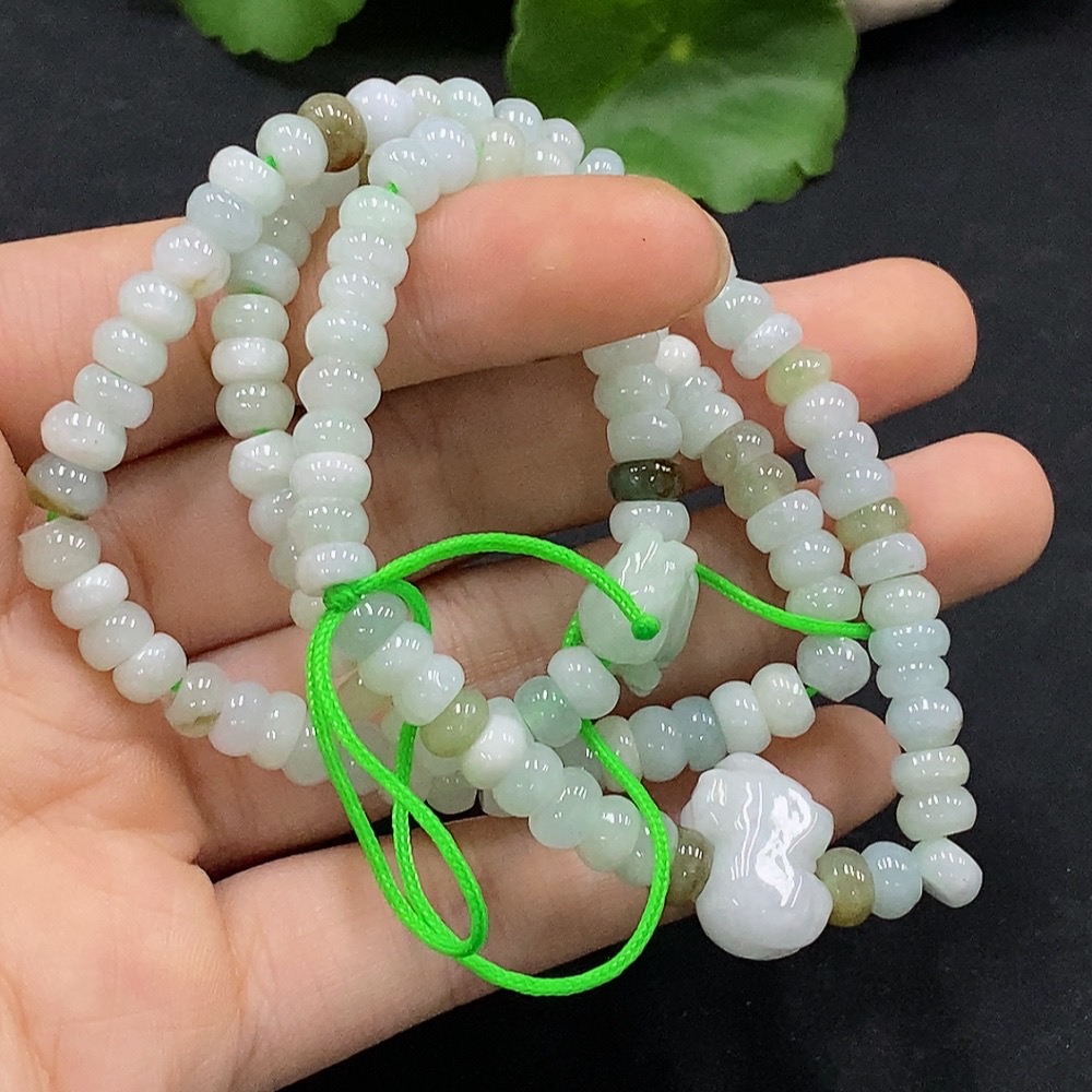 F30548643 Jadeite Bead Necklace Approx. 6mm Total Weight Approx. 36.2g Color Origin Undetermined