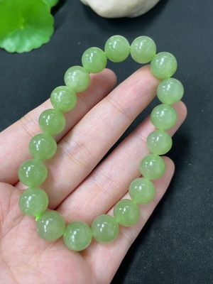 H41919326 和田玉手串 卡9.7mm左右 货品总重约28.7g