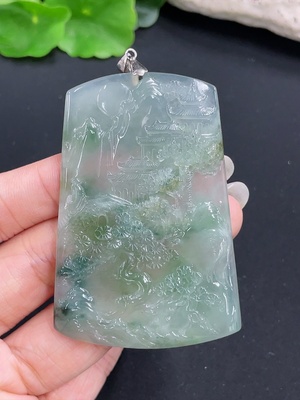 F41950255 翡翠挂件 山水 非金 货品总重约38.08g
