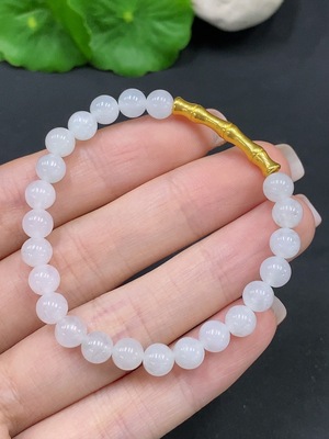 F26044850 Jadeite bracelet, approximately 5.7mm beads, total weight about 8.3g, accessories with 99% gold content