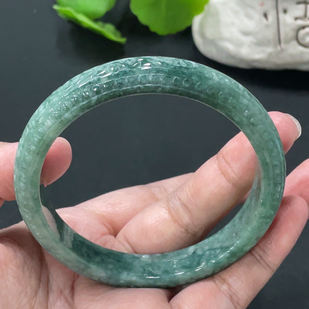 F33935013 Jadeite Round Bangle, Total Weight Approx. 49.5g, Size 60.3
