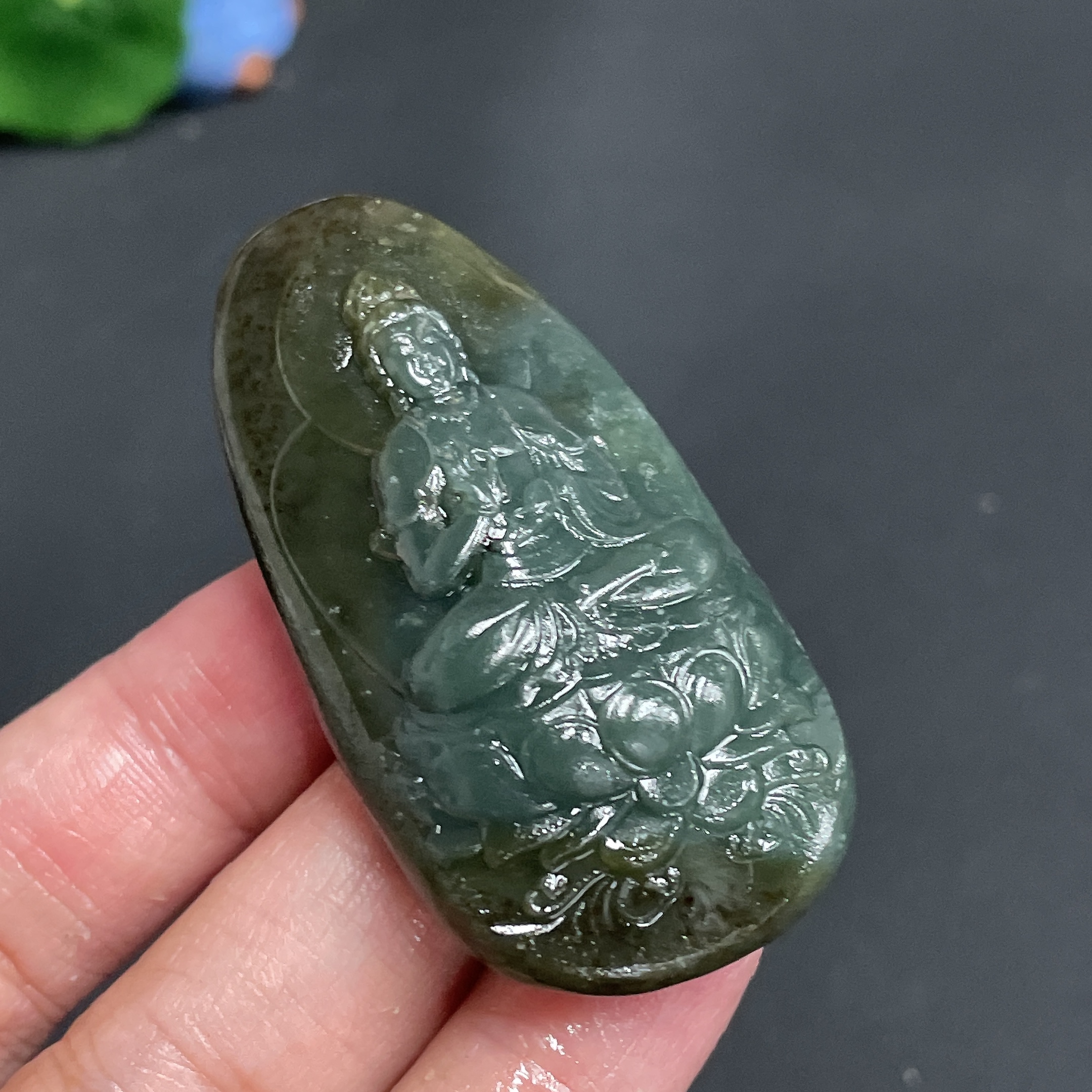 H24804553 Hetian Jade Pendant Guanyin Total Weight about 29.9g