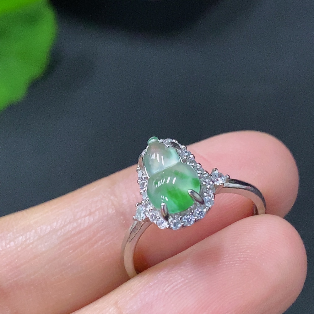 F30572485 Jadeite Inlaid Ring Non-Gold Adjustable Total Weight Approx. 1.93g