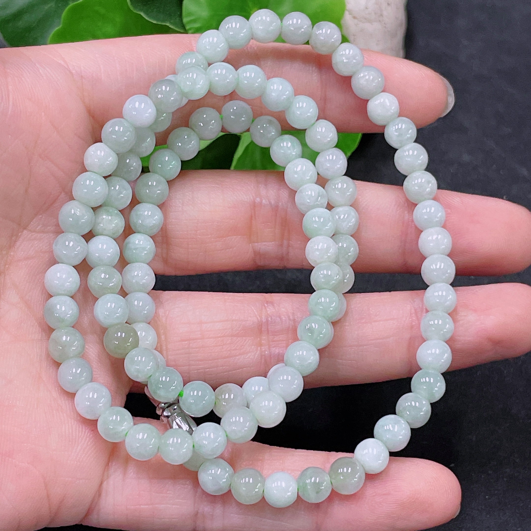 F32780237 Jadeite Bead Necklace Non-Gold Total Weight Approx. 29.14g Size About 5.6mm
