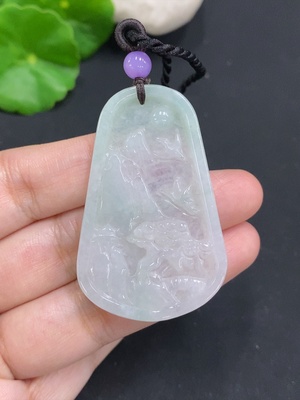 F32741274 JadeiteLandscape Pendant, Total Weight with Rope Approx. 15.3g
