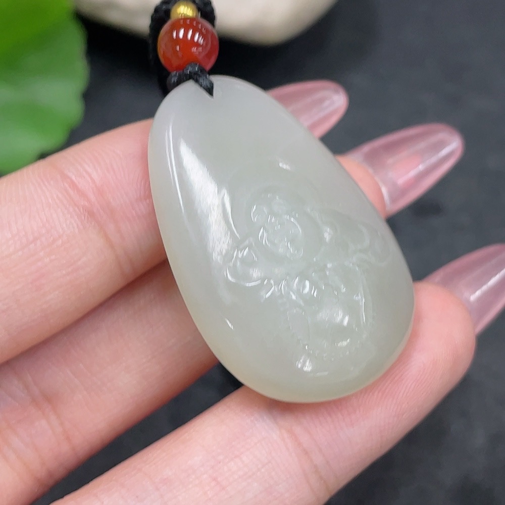 H33897631 Hetian Jade Pendant Buddha Total Weight (including rope) 12.5g